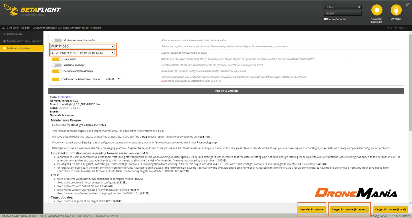 actualizar Betaflight+